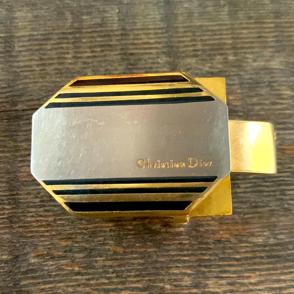 Christian Dior Vintage Black Enamel & Gold Tone Belt Buckle – Buckle Only
